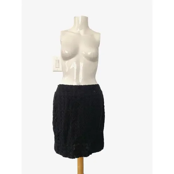 2005 CHANEL 05C Black Textured Skirt Wool FR-40/42 Vintage - Picture 2 of 6